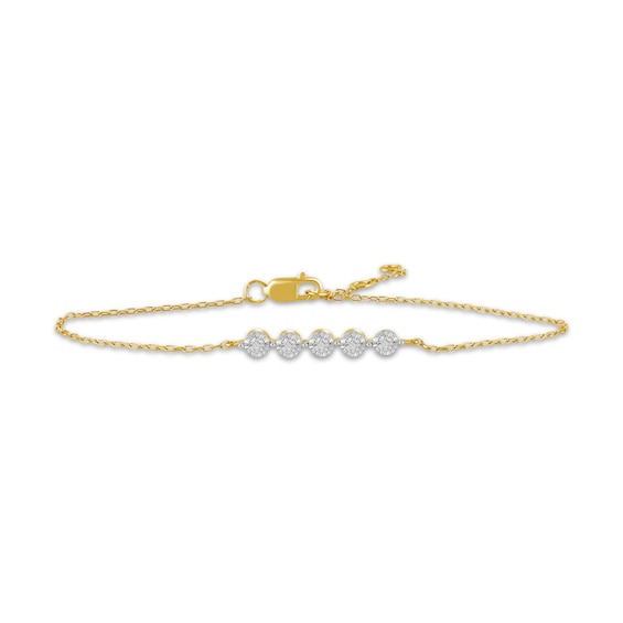 KAY Lab-Grown Diamonds Five-Stone Bracelet 1/20 ct tw 14K Yellow Gold-Plated Sterling Silver 7"