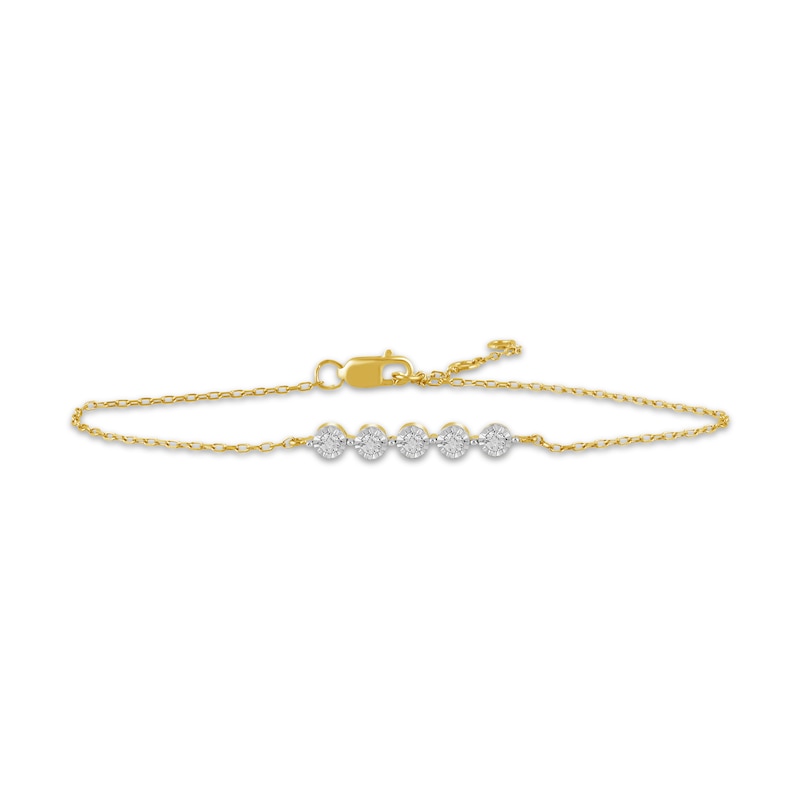 Main Image 1 of KAY Lab-Grown Diamonds Five-Stone Bracelet 1/20 ct tw 14K Yellow Gold-Plated Sterling Silver 7"