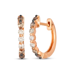 Le Vian Desert Diamonds Chocolate Ombré Diamond Hoop Earrings 1/3 ct tw 14K Strawberry Gold