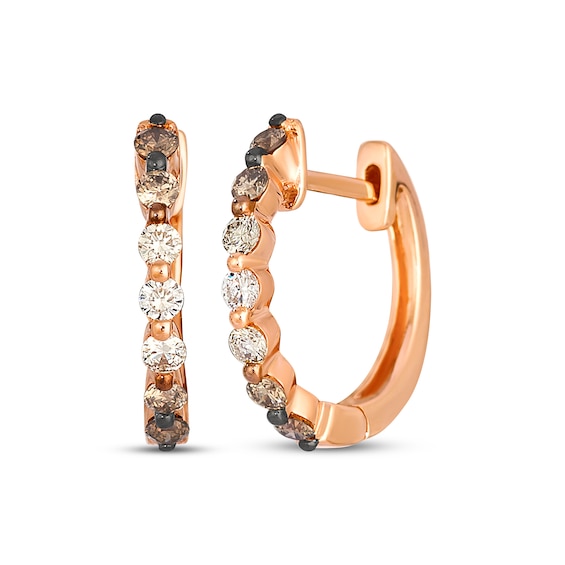 Le Vian Desert Diamonds Chocolate Ombré Diamond Hoop Earrings 1/3 ct tw 14K Strawberry Gold