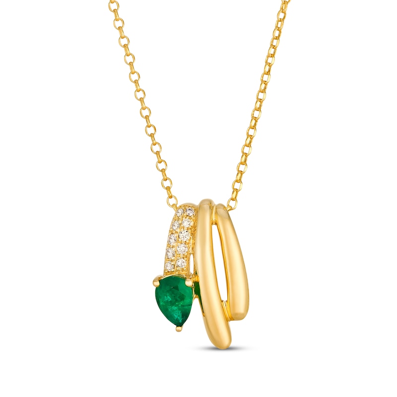Main Image 1 of Le Vian Pear-Shaped Emerald Necklace 1/10 ct tw Diamonds 14K Honey Gold 19"