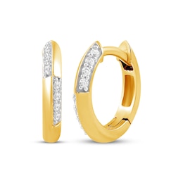 KAY Lab-Grown Diamonds Alternating Huggie Hoop Earrings 1/10 ct tw 14K Yellow Gold-Plated Sterling Silver