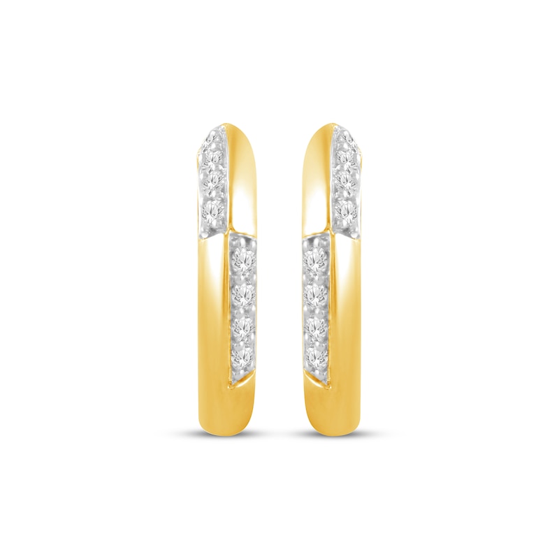 Main Image 2 of KAY Lab-Grown Diamonds Alternating Huggie Hoop Earrings 1/10 ct tw 14K Yellow Gold-Plated Sterling Silver