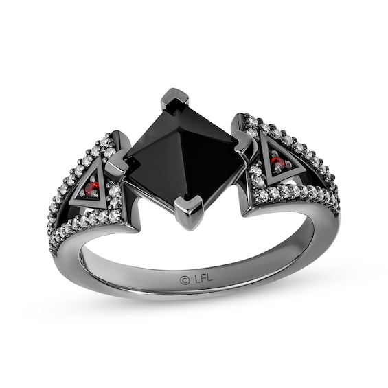 Star Wars Darth Vader Black Onyx, Garnet & Diamond Ring 1/6 ct tw Black Rhodium-Plated Sterling Silver