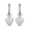 Thumbnail Image 2 of Heart-Shaped Lab-Created Opal & White Lab-Created Sapphire Huggie Drop Earrings Sterling Silver