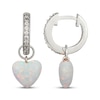 Thumbnail Image 3 of Heart-Shaped Lab-Created Opal & White Lab-Created Sapphire Huggie Drop Earrings Sterling Silver