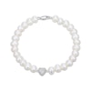 Thumbnail Image 2 of Cultured Pearl & White Lab-Created Sapphire Heart Bracelet Sterling Silver 7.25"