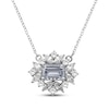Thumbnail Image 1 of Octagon-Cut Aquamarine & White Lab-Created Sapphire Necklace Sterling Silver 18"