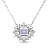 Thumbnail Image 3 of Octagon-Cut Aquamarine & White Lab-Created Sapphire Necklace Sterling Silver 18"
