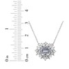 Thumbnail Image 4 of Octagon-Cut Aquamarine & White Lab-Created Sapphire Necklace Sterling Silver 18"