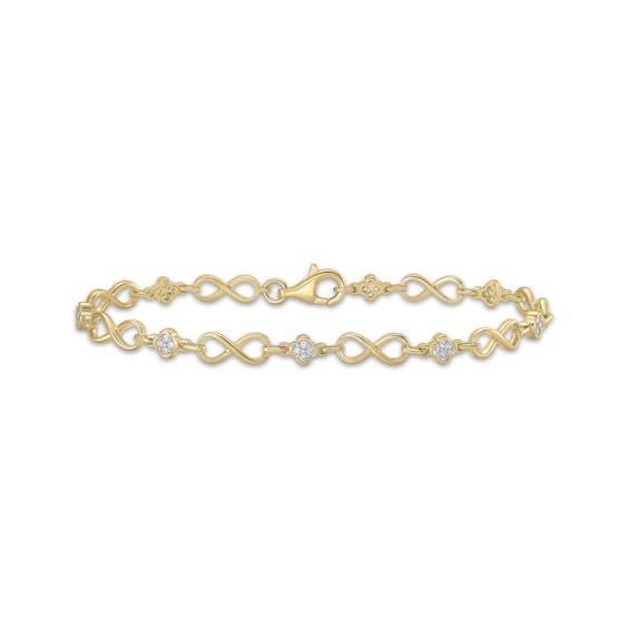 KAY Lab-Grown Diamonds Infinity & Clover Bracelet 1/3 ct tw 10K Yellow Gold-Plated Sterling Silver 7"