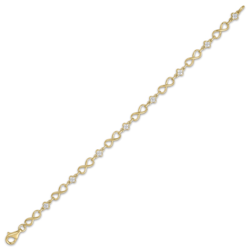 Main Image 2 of KAY Lab-Grown Diamonds Infinity & Clover Bracelet 1/3 ct tw 10K Yellow Gold-Plated Sterling Silver 7"