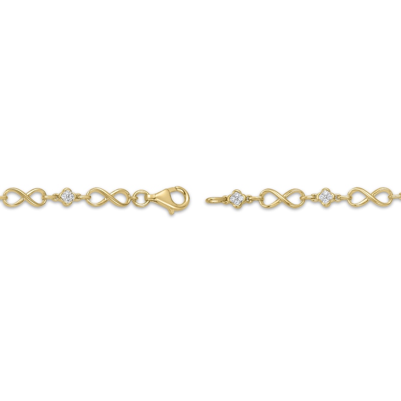 Main Image 3 of KAY Lab-Grown Diamonds Infinity & Clover Bracelet 1/3 ct tw 10K Yellow Gold-Plated Sterling Silver 7"