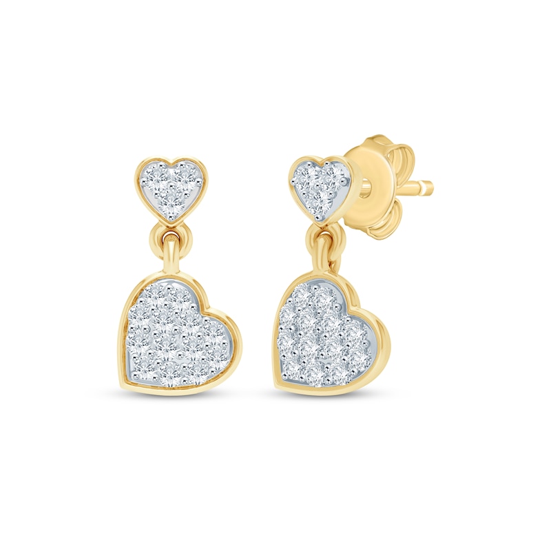 Main Image 1 of KAY Lab-Grown Diamonds Tilted Heart Dangle Earrings 1/5 ct tw 24K Yellow Gold Vermeil Sterling Silver