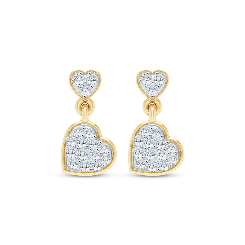 Main Image 2 of KAY Lab-Grown Diamonds Tilted Heart Dangle Earrings 1/5 ct tw 24K Yellow Gold Vermeil Sterling Silver