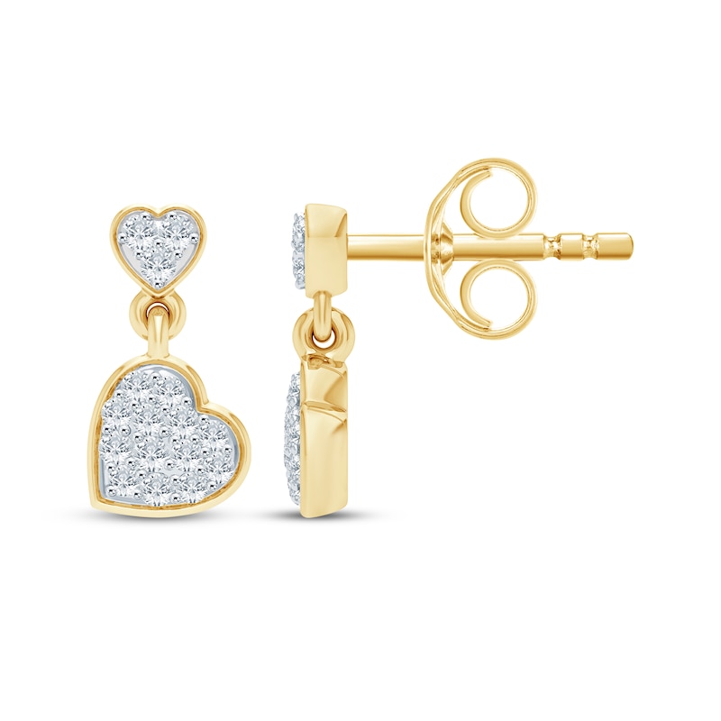 Main Image 3 of KAY Lab-Grown Diamonds Tilted Heart Dangle Earrings 1/5 ct tw 24K Yellow Gold Vermeil Sterling Silver