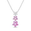 Thumbnail Image 1 of Pink & White Lab-Created Sapphire Flower Drop Necklace Sterling Silver 18"