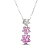 Thumbnail Image 2 of Pink & White Lab-Created Sapphire Flower Drop Necklace Sterling Silver 18"