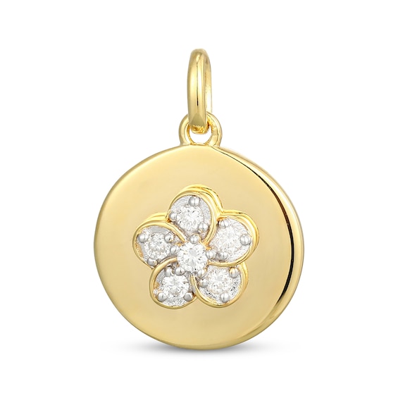 STUDIO BY KAY Lab-Grown Diamonds Flower Charm 1/10 ct tw 24 Yellow Gold Vermeil Sterling Silver