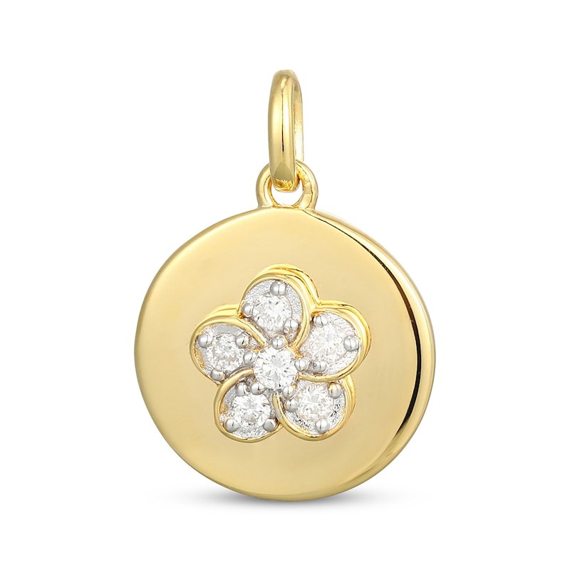 Main Image 1 of STUDIO BY KAY Lab-Grown Diamonds Flower Charm 1/10 ct tw 24 Yellow Gold Vermeil Sterling Silver
