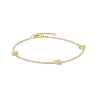 STUDIO BY KAY Lab-Grown Diamond Heart Station Bracelet 1/5 ct tw 24K Yellow Gold Vermeil Sterling Silver 7.5"