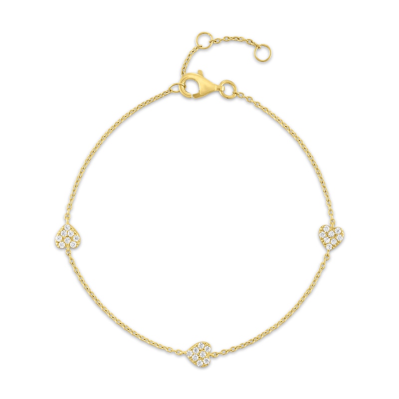 Main Image 2 of STUDIO BY KAY Lab-Grown Diamond Heart Station Bracelet 1/5 ct tw 24K Yellow Gold Vermeil Sterling Silver 7.5"