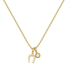 Rocksbox Lab-Grown Diamond Charm & Horseshoe Necklace 1/15 ct tw 24K Yellow Gold Vermeil Sterling Silver 19"
