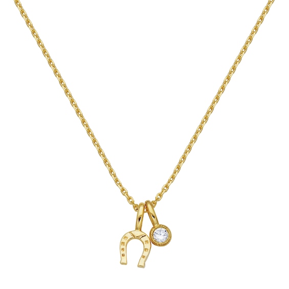 Rocksbox Lab-Grown Diamond Charm & Horseshoe Necklace 1/15 ct tw 24K Yellow Gold Vermeil Sterling Silver 19"