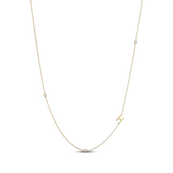Rocksbox The Sideways Initial Lab-Grown Diamond "H" Necklace 1/10 ct tw 24K Yellow Gold Vermeil Sterling Silver 19"