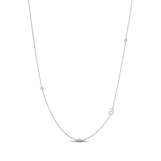 Rocksbox The Sideways Initial Lab-Grown Diamond "B" Necklace 1/10 ct tw Sterling Silver 19"