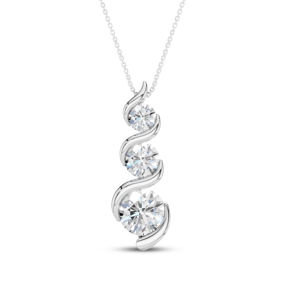 KAY Lab-Grown Diamonds Three-Stone Wave Necklace 1-1/2 ct tw 10K White Gold 18"