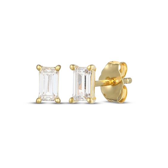 Rocksbox The Nora Baguette-Cut Lab Grown Diamond Solitaire Stud Earrings 3/8 ct tw 24K Yellow Gold Vermeil Sterling Silver (I/SI2)