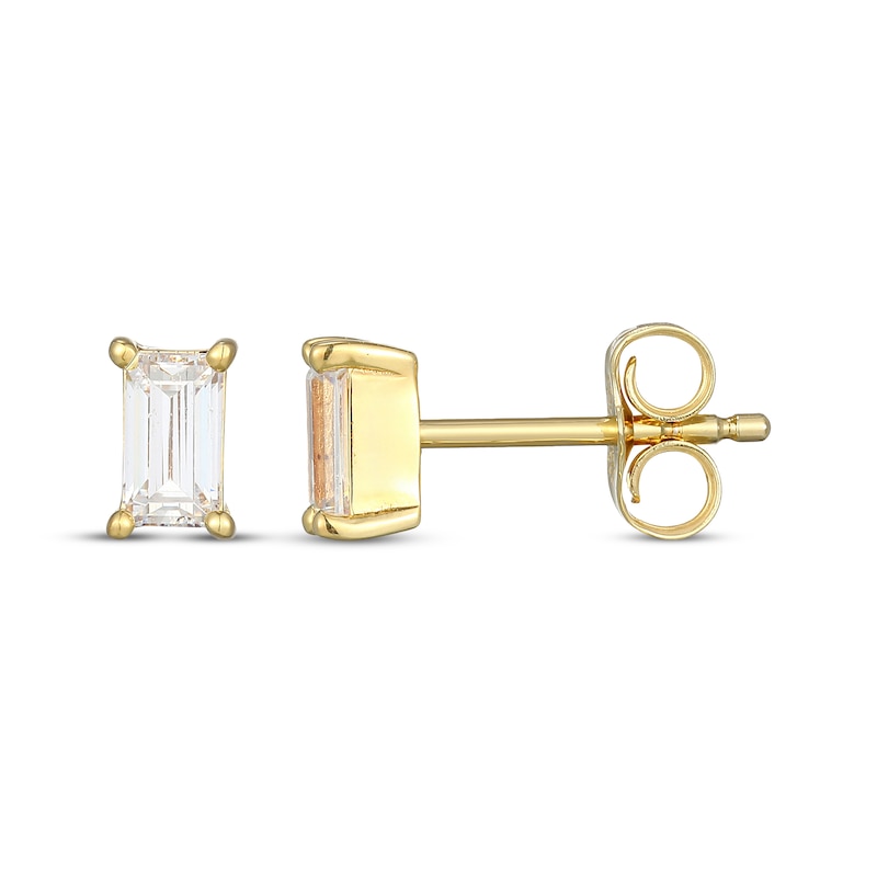 Main Image 1 of Rocksbox The Nora Baguette-Cut Lab Grown Diamond Solitaire Stud Earrings 3/8 ct tw 24K Yellow Gold Vermeil Sterling Silver (I/SI2)