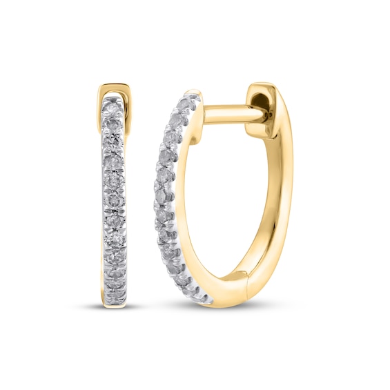 Diamond Huggie Hoop Earrings 1/20 ct tw 10K Yellow Gold
