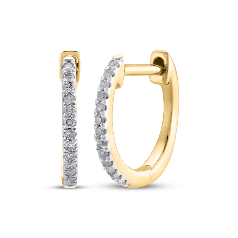 Main Image 1 of Diamond Huggie Hoop Earrings 1/20 ct tw 10K Yellow Gold