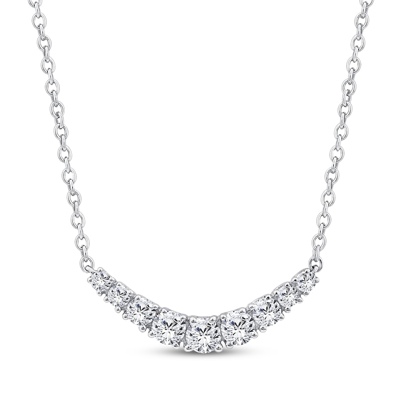 Main Image 1 of Diamond Smile Necklace 1/5 ct tw 10K White Gold 18"