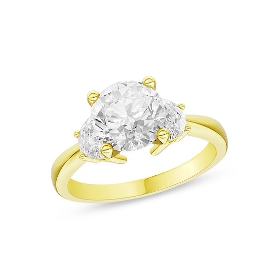 Now + Forever Three-Stone Lab-Grown Diamond Engagement Ring Setting 3/8 ct tw 18K Yellow Gold