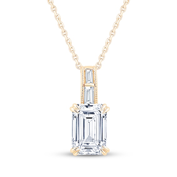 Neil Lane Artistry Emerald & Baguette-Cut Certified Lab-Grown Diamond Necklace 2 ct tw 14K Yellow Gold 18"