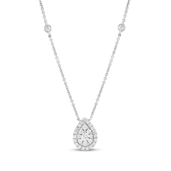 KAY Lab-Grown Diamonds Teardrop Halo Necklace 1/2 ct tw Sterling Silver 18"