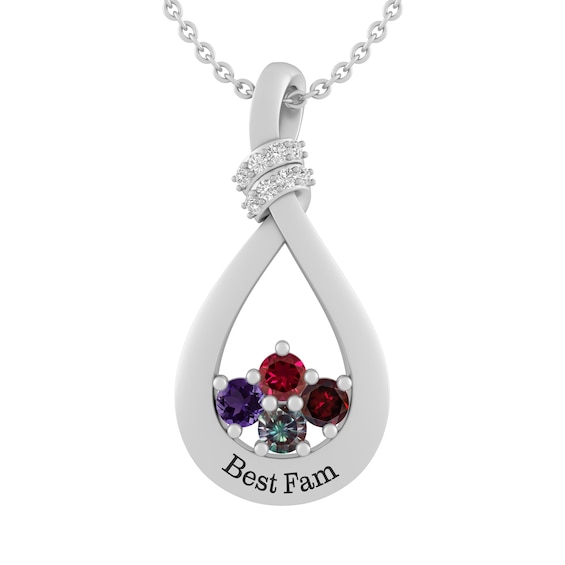 Color Stone Family Necklace