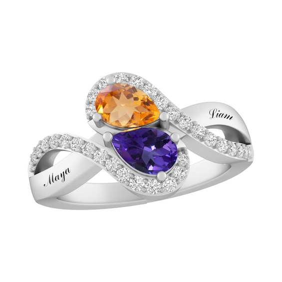 Color Stone Couple's Ring