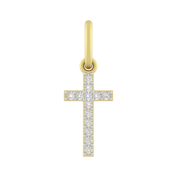 Sterling Silver or 10K Gold Diamond Cross Charm