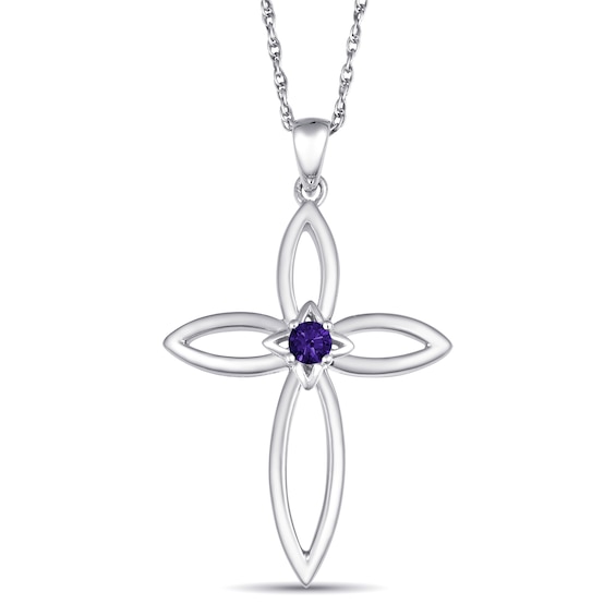 Birthstone Cross Necklace (1 Stone)