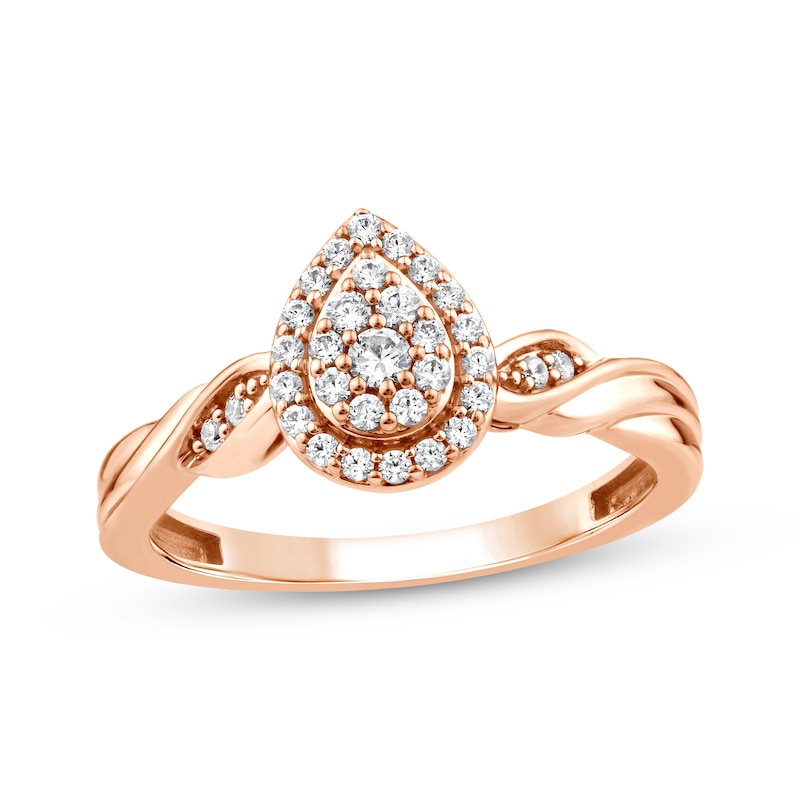 Main Image 4 of Now + Forever Multi-Diamond Pear-Shaped Halo Engagement Ring 1/4 ct tw 10K Rose Gold