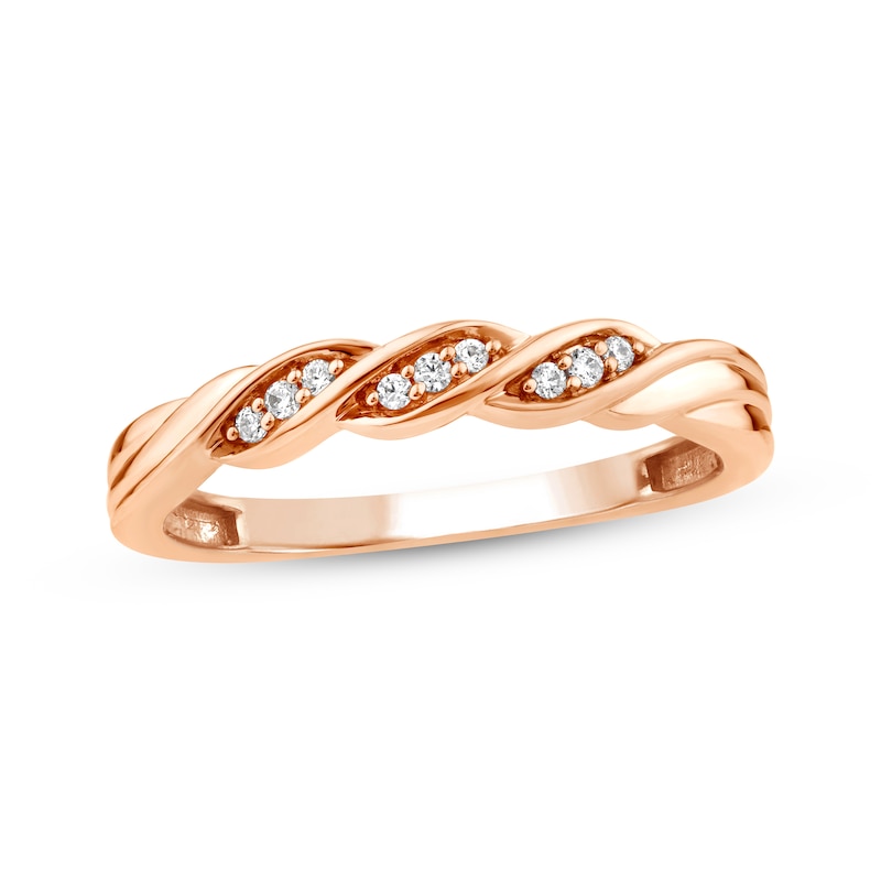 Main Image 7 of Now + Forever Diamond Twist Wedding Band 1/20 ct tw 10K Rose Gold