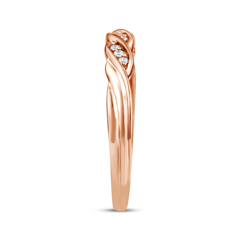 Main Image 8 of Now + Forever Diamond Twist Wedding Band 1/20 ct tw 10K Rose Gold