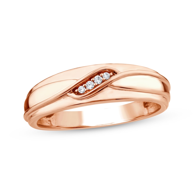 Main Image 1 of Now + Forever Men's Diamond Accent Wedding Band 10K Rose Gold