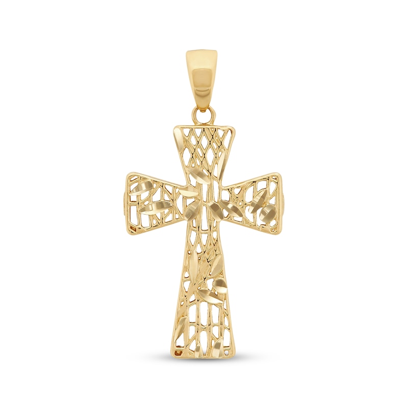 Main Image 1 of Diamond-Cut Cross Charm 14K Yellow Gold