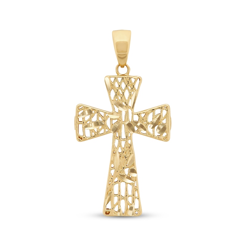 Diamond-Cut Cross Charm 14K Yellow Gold