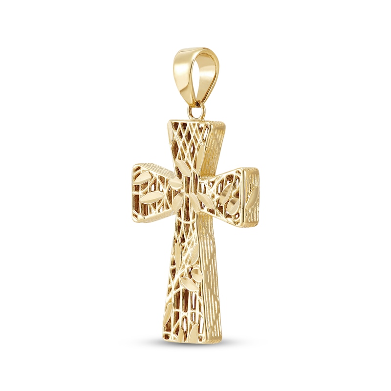 Diamond-Cut Cross Charm 14K Yellow Gold